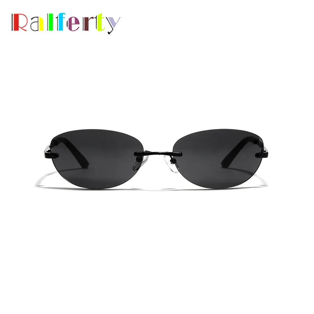 Ralferty fajne okulary przeciwsłoneczne Cat Eye bez oprawek kobiety mężczyźni UV400 2025 Vintage Designer Steampunk czarne okulary przeciwsłoneczne męskie odcienie Retro — zdjęcie 5