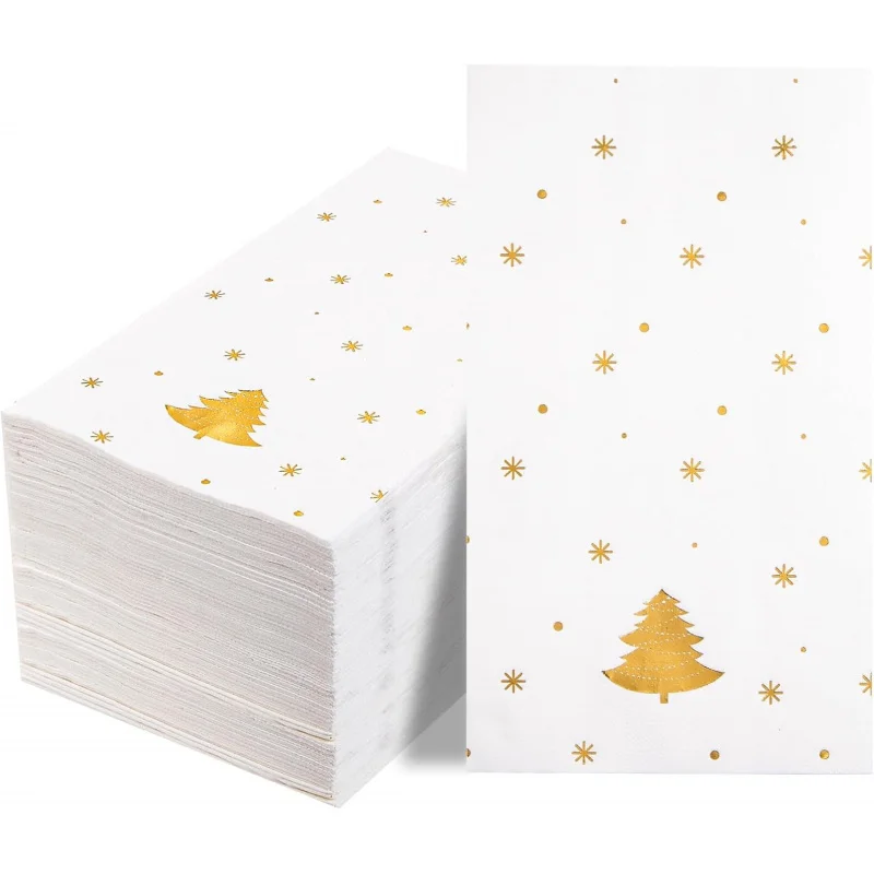 

100pcs Christmas Napkin ，Disposable three-layer Christmas tree pattern tissue paper，Christmas Table Decoration Party Napkins