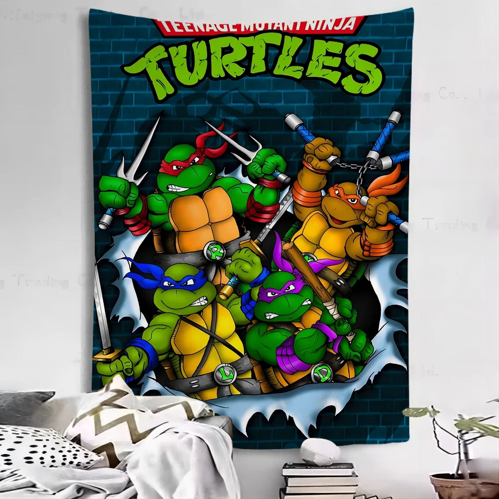 Teenage Mutant Ninja Turtles Anime Tapestry Hippie Flower Wall Carpets Dorm Decor Wall Hanging Home Decor