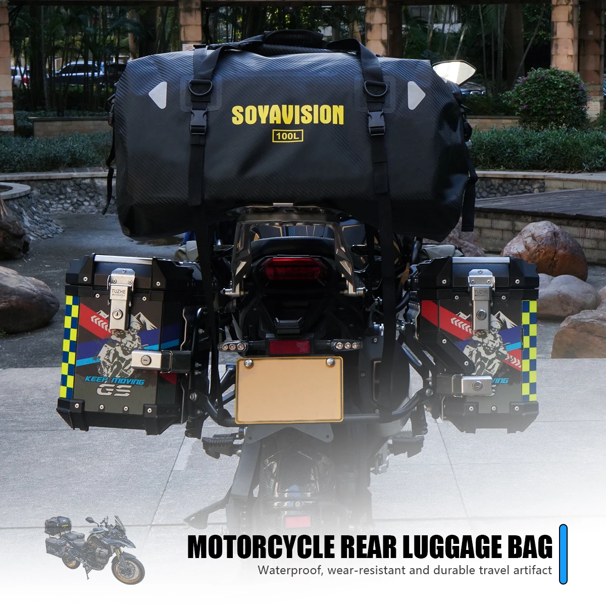 

100L Big Capacity Carbon fiber Motorcycle Rear Seat Bag Travel Luggage Waterproof Motor Tail/Trunk/Rack Bag For Most motorcycle