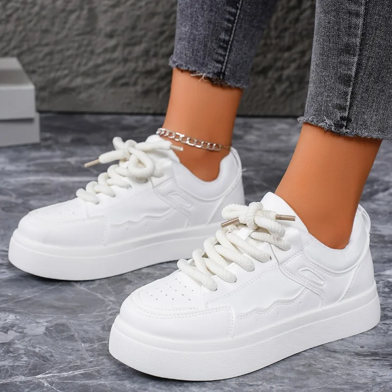 Sneakers Women's Breathable Platform Lace-up Sneakers Canvas Shoes Lace-up Black Running Tennis Vulcanized  Zapatos De Mujer