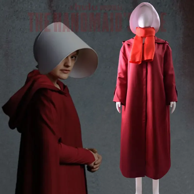 Handmaid's Story Halloween Costume Tale Maid Ovred Offred Cosplay Hoodie  Performance Dress Full Set Female