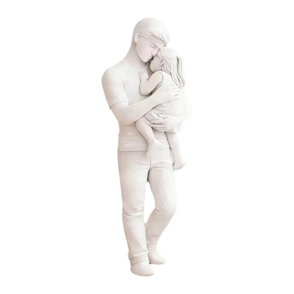Gifts 3D Printed Father and Girl Statues Standing Creative Desktop Girl Figurine Cute Decoration Hug Kids Sculpture Crafts