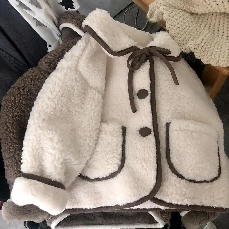 Moda in pile spesso neonato bambino cappotto caldo bambino capispalla collare cravatta ragazza vestiti 1-10Y neonate cappotto giacca invernale