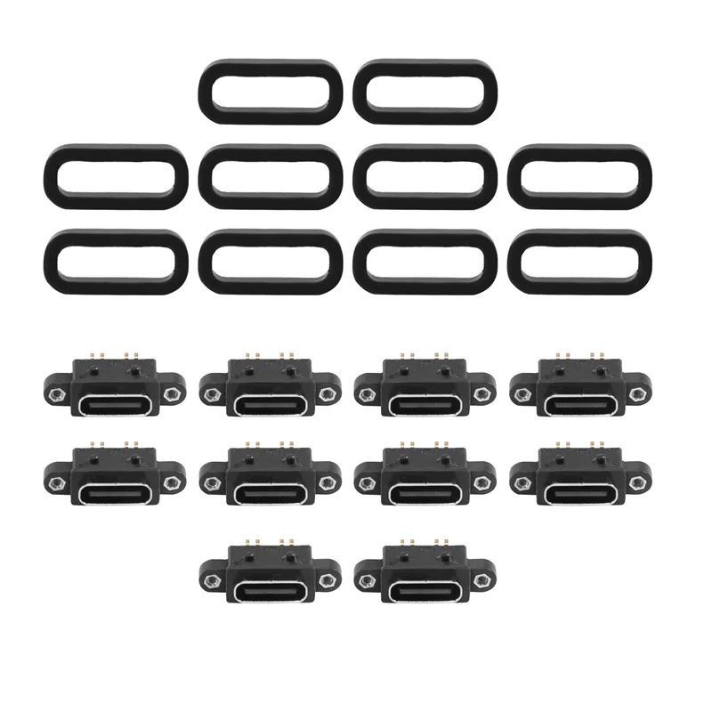 【تخفيضات سريعة】10 قطعة Micro-USB TYPE C 4Pin مقاوم للماء أنثى USB C منفذ مقبس مع ثقب المسمار واجهة شحن الطاقة USB Connec
