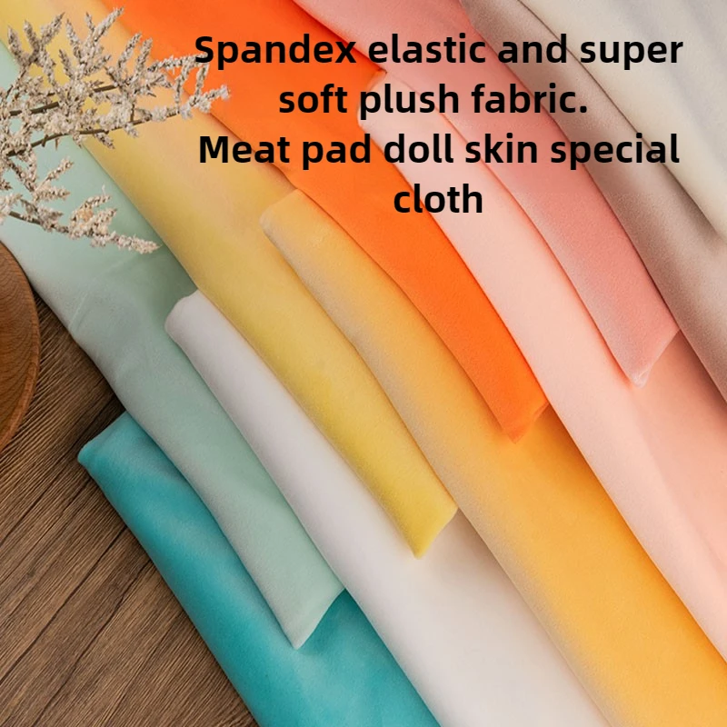 

Four Sided Elasticity Plush Fabric Super Soft By The Meter for Toy Clothing Pillow Bedding Sewing Spandex Cloth Comfortable Blue
