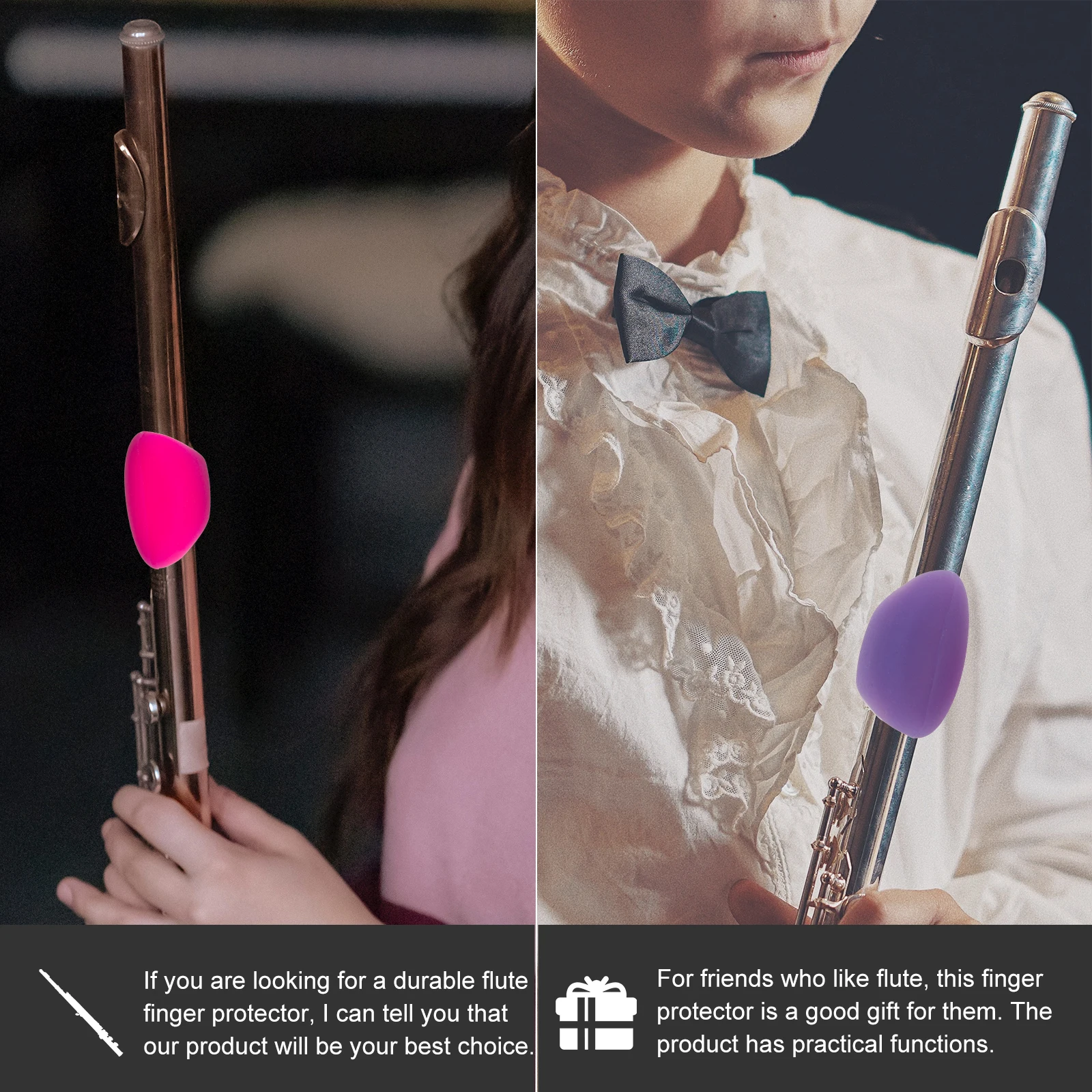

2 Pcs Flute Finger Holder Rest Grip Pad Saver Component Instrument Pads Silica Gel Accessory