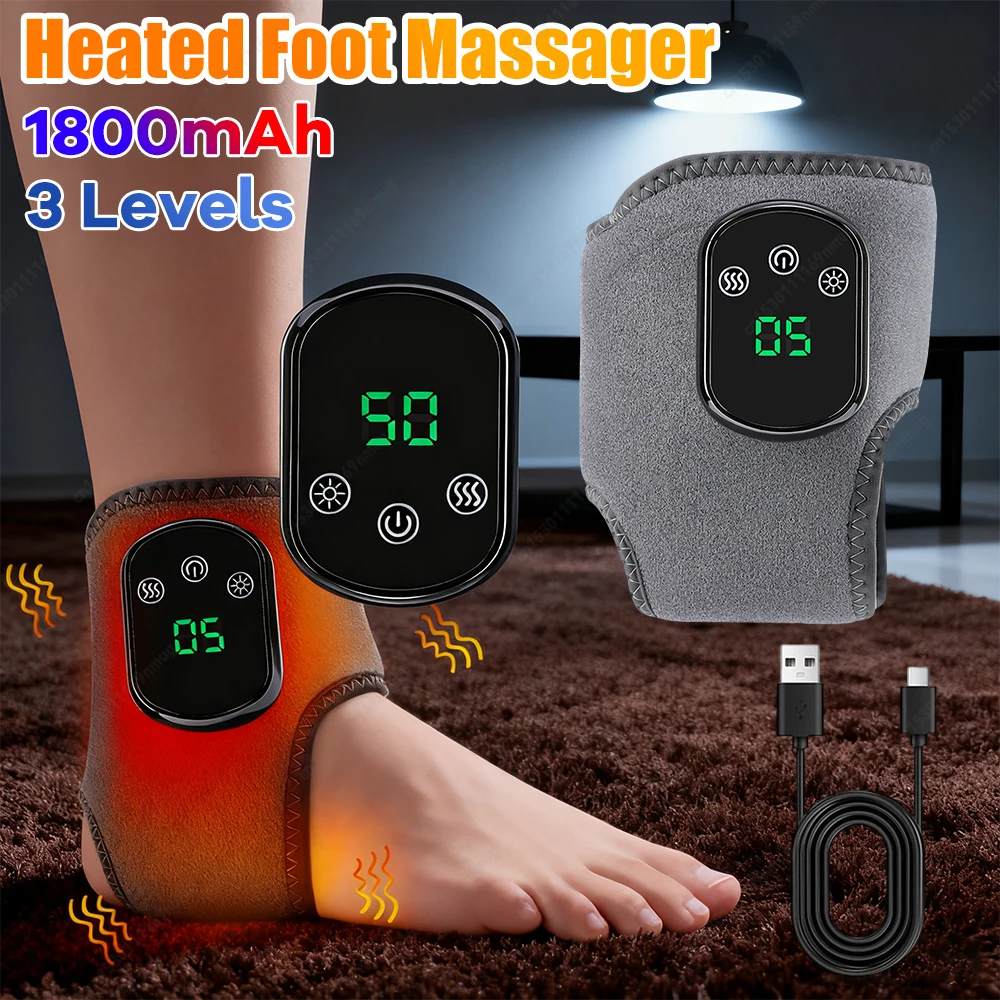 

Массажер для лодыжки с подогревом, 3 режима, вибрационный массажер для ног, электрический нагревательный инструмент для ухода за суставами для домашнего офиса, снимает усталость