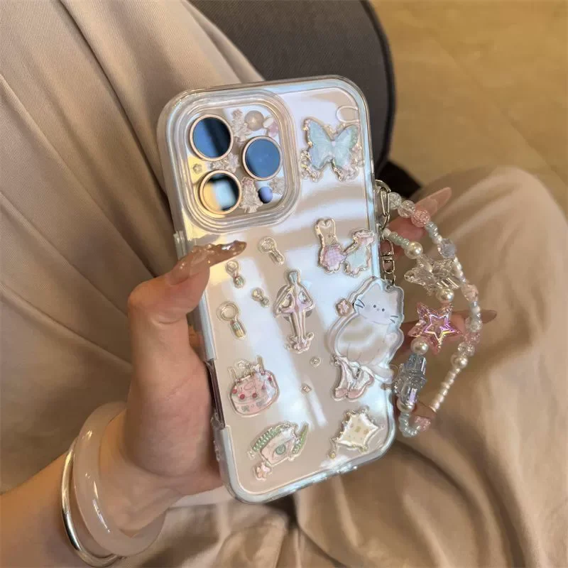 Korean Ins Cute Butterfly Ballet Girl Jelly Relief Sticker - Adorable 3D Resin Decal for DIY Phone Case Laptop Camera Decoration