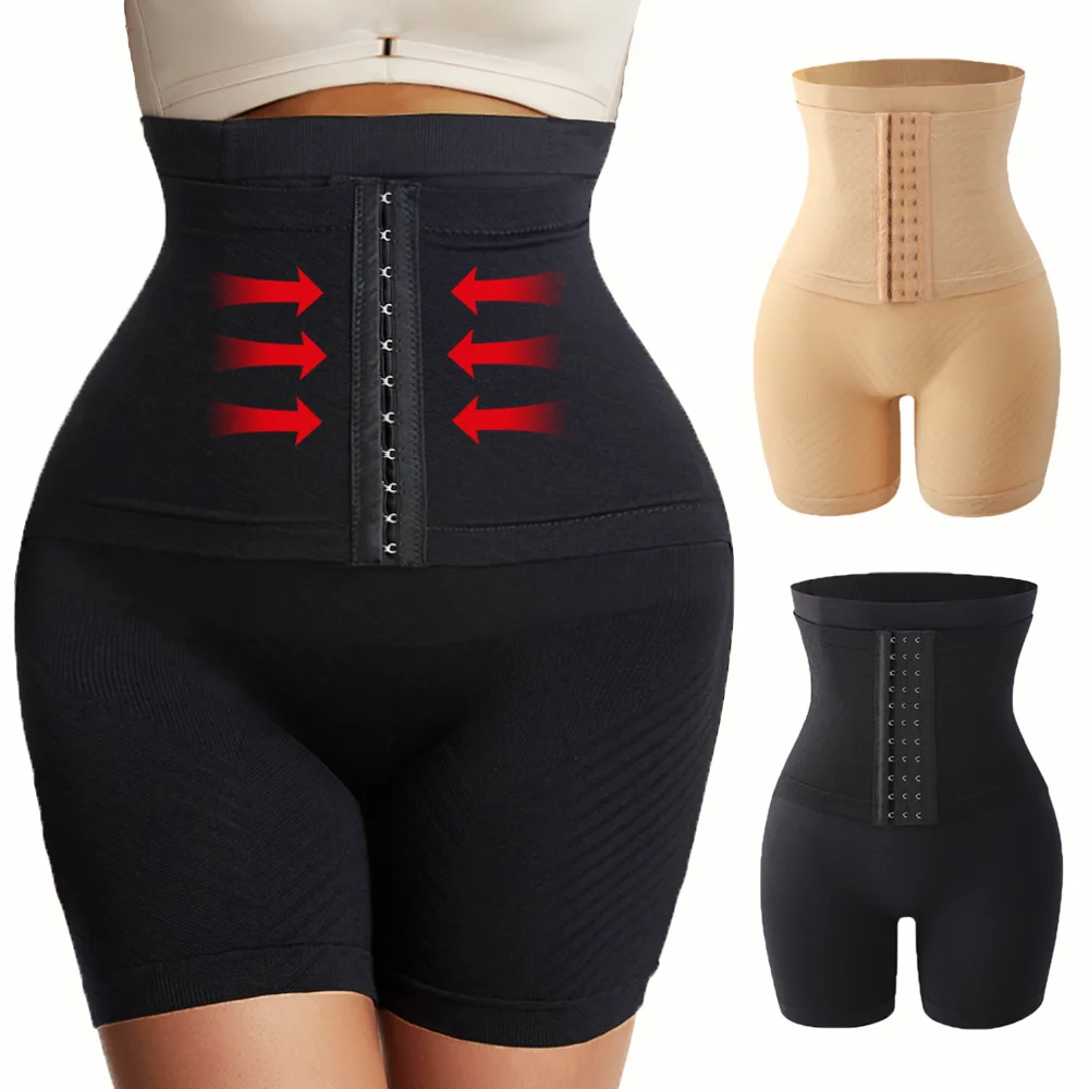 Calcinha Modeladora Feminina de Cintura Alta com Controle Abdominal Firme, Efeito Levanta Bumbum e Fecho de Colchetes, Modelador Corporal Redutor Tipo Short