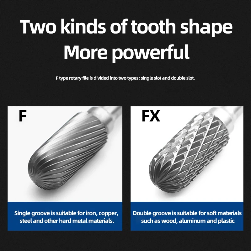 Imagem -02 - Kakarot mm Shank c tipo C0513m0 C0413 Tungsten Carbide Rotary Files Burr Drill Bits Cnc Engraving Rotary Tool Cutter Lime Core