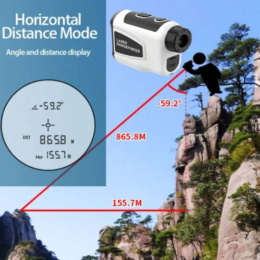 

1000m Range Golf Range Finder Flag-Locking Pin-Seeking Multifunctional Range Finder Slope Compensation Rechargeable