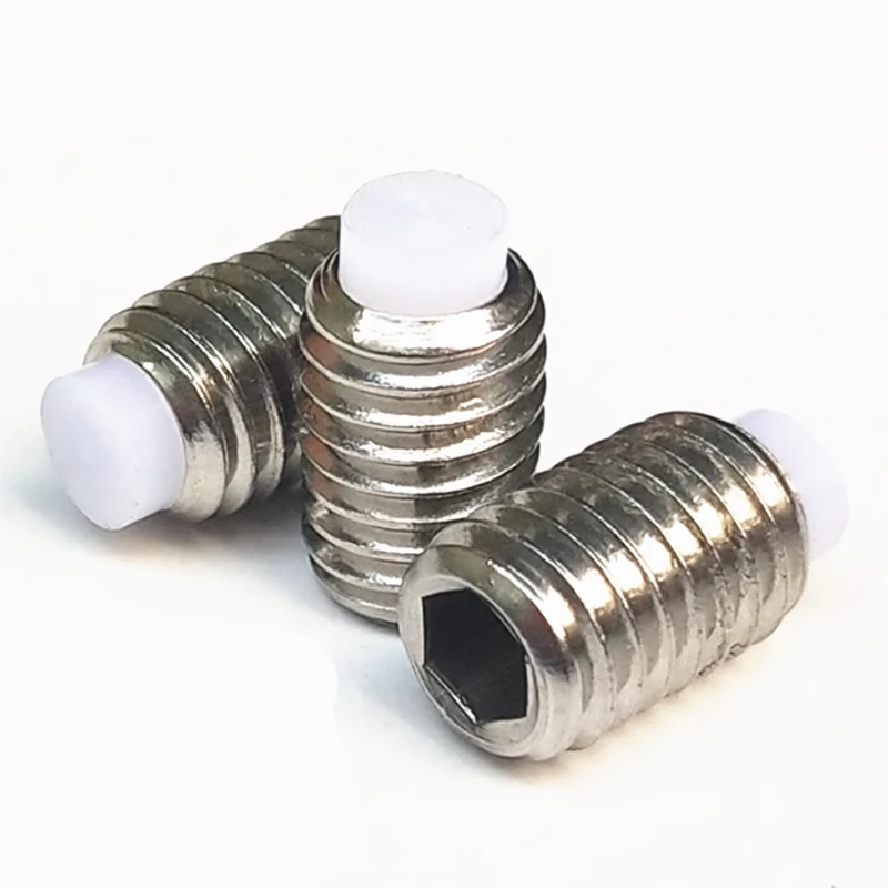 M2 M2.5 M3 M4 M5 M6 M8 M10 304 Stainless Steel Hex Socket Plastic Nylon Dog Convex Point Tip Grub Headless Bolt Set Screw