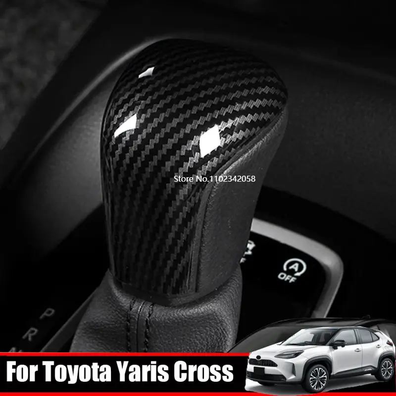 For Toyota Yaris Cross 2020 2021 2022 Interior Accessories ABS CarbonFiber Car Gear Head Shift Knob Cover Handball Trim Sticker