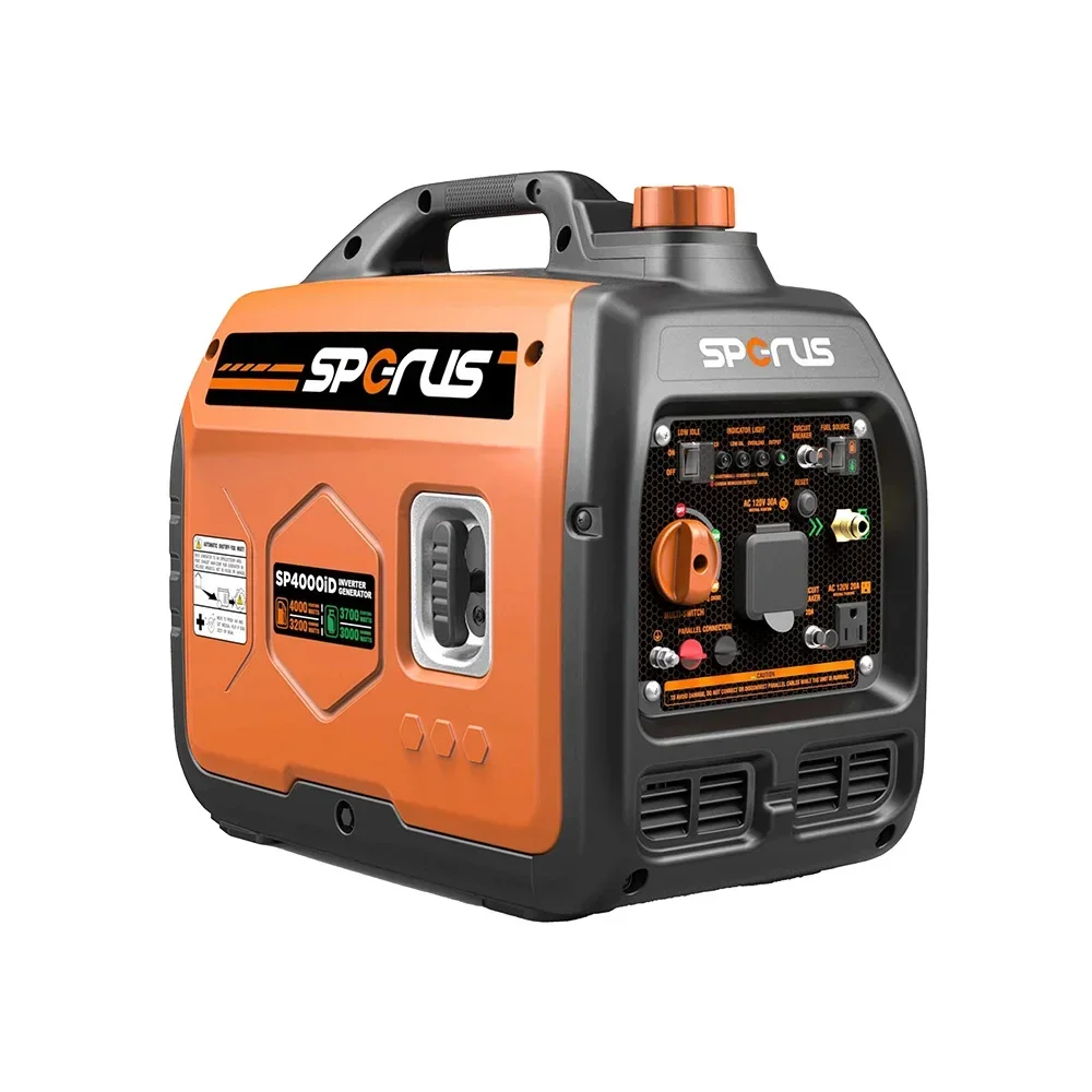 

Portable Generator 4000W Ultra-Quiet 145cc Gas Engine EPA CARB Compliant Camping Outdoor Home Use Parallel Series Capability DC