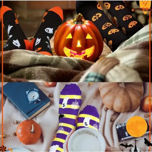 6 paia di calzini di Halloween calzini di natale di Halloween per uomo donna Fun Cute Colorful Crew Socks regali per uomo donna