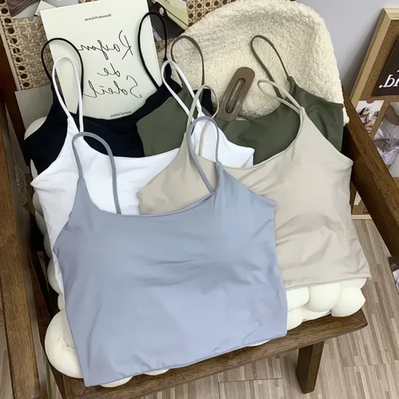 2024 verão sutiã superior sexy feminino gelo seda colheita topo sem costura tubo topos camisola roupa interior moda coreana sólido acolchoado bralette colete