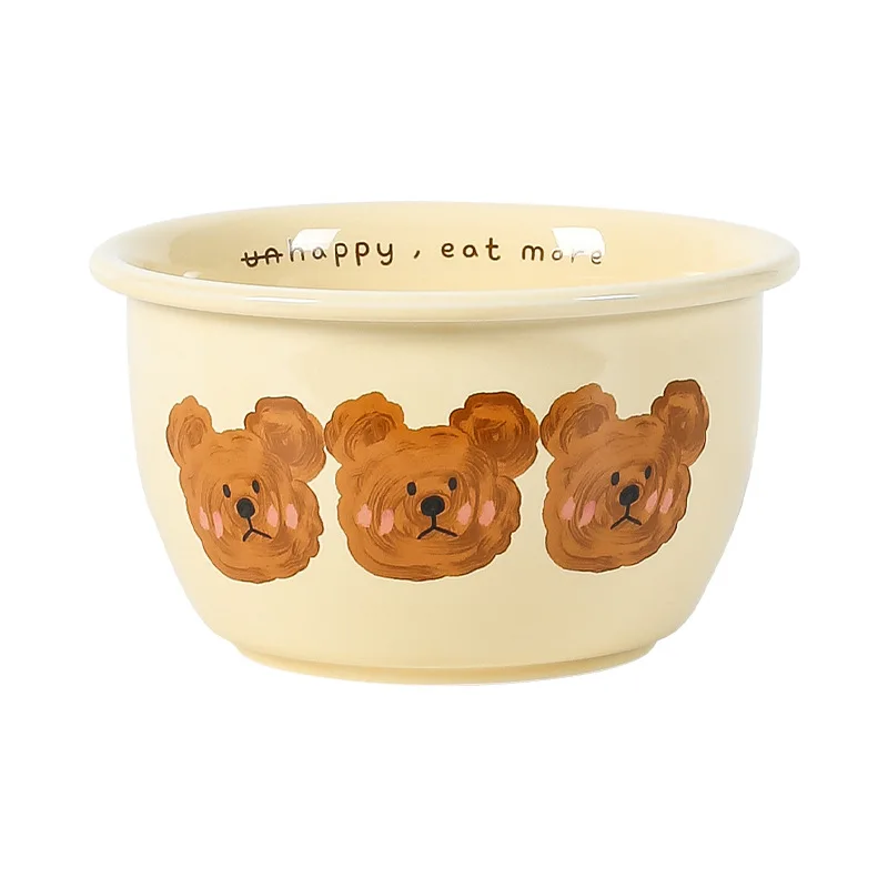 Cute Bear Tableware Korean Ins Style Ceramic Bowl Set Croissant Plate Dish Soup Bowl