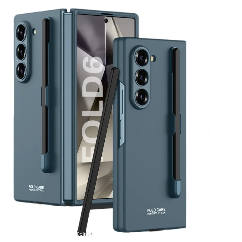 เคสโทรศัพท์สีด้านสุดหรูสำหรับ Samsung Z Fold 5เคสพร้อมช่องเสียบปากกาปลอกกันกระแทกแบบรวมทุกอย่างสำหรับ Galaxy Z Fold 6