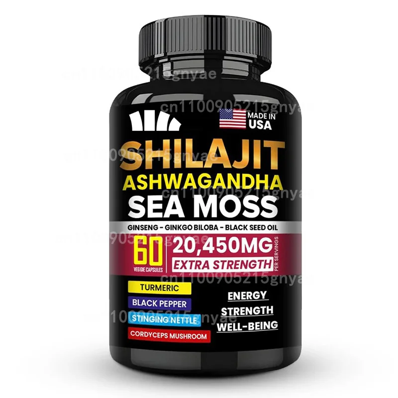

Multi-Herbal Complex Capsules: Shilajit, Ginseng, Rhodiola, Turmeric,Ginkgo Biloba, Cordyceps 60 Count Energy & Vitality Support
