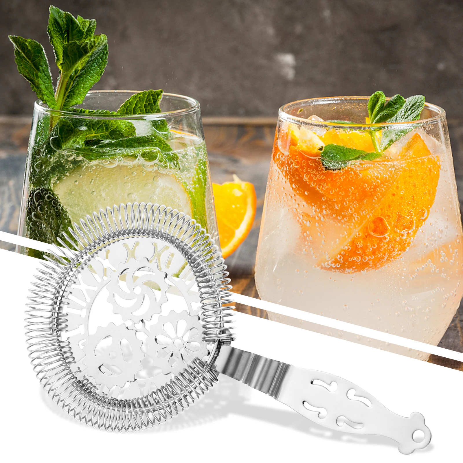 

Stainless Steel Bar Strainer Cocktail Ice Filter for Liquids Coffee Drink Mixing Spoon Tools Portable Compact