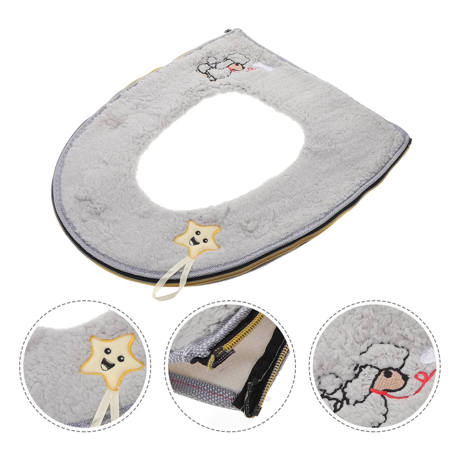 

Sherpa Toilet Seat Pad Thickened Cushion Round Cashmere Mat Warm Simple Design Reusable Washable Long Serving Time Stylish