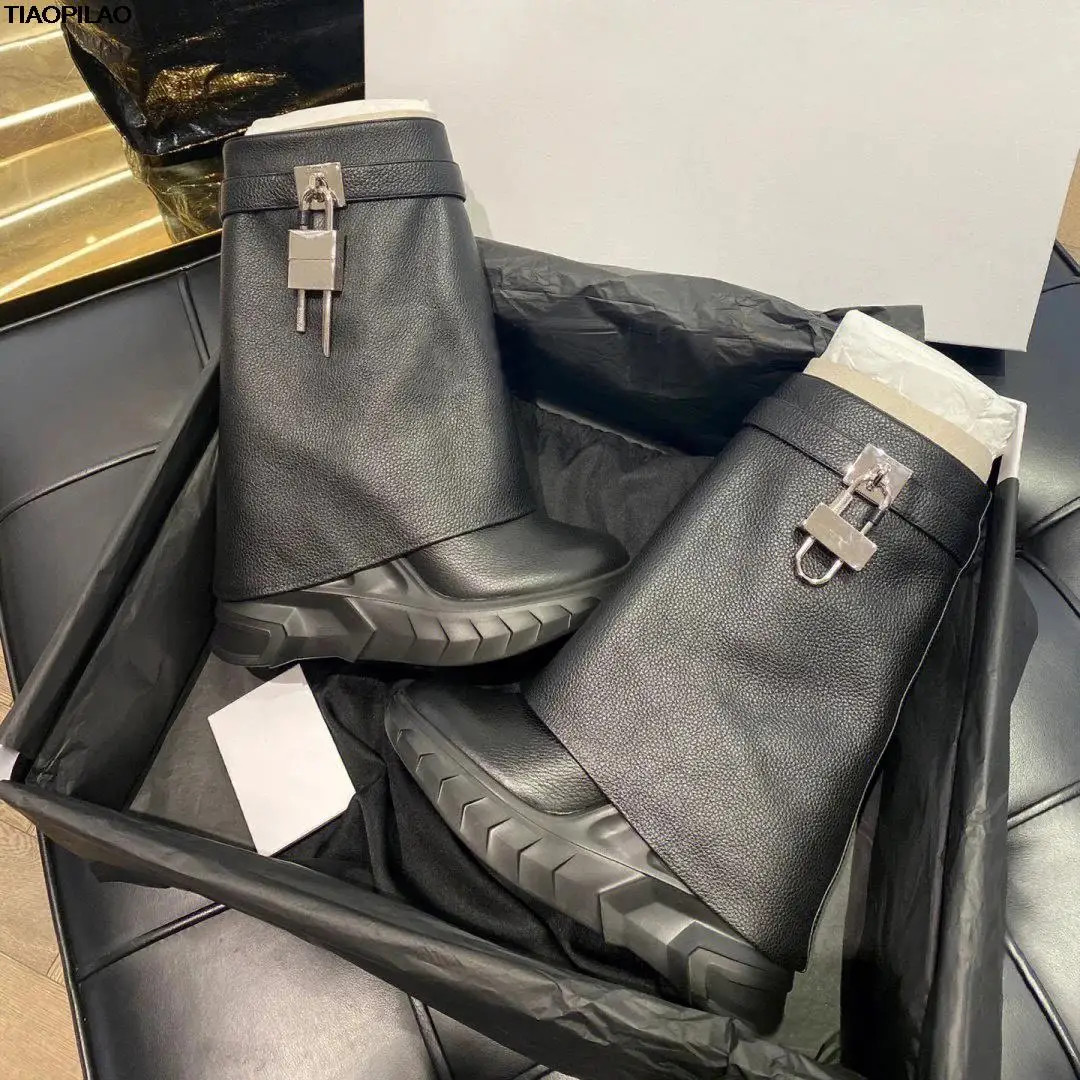 

Женские ботинки на платформе с металлической пряжкой и короткими рукавами, модные брюки на возвышении, женские ботинки, весенне-осенняя повседневная женская обувь для подиума