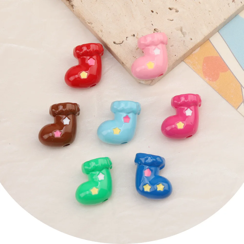 

Clearance 100Pcs 18*21MM Jewelry Findings & Components/Acrylic Bead/Hand Made/Socks Shape/Paint Oil Effect/DIY Bead Making