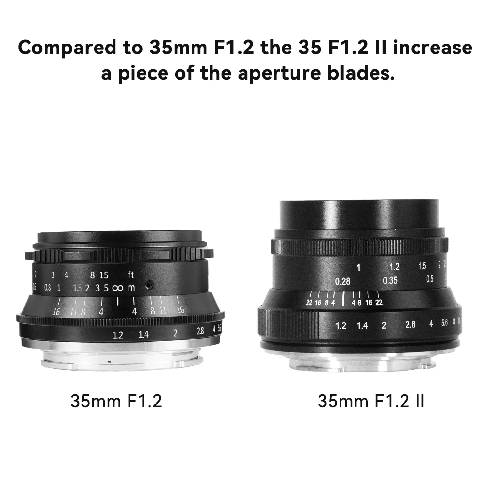 7artisans 7 artisans 35mm F1.2 II APS-C Obiettivo primario di grande apertura per Micro 4/3 EPM1 EPM2 EPL1 EPL5 Sony E A5000 A6000 A6300 A7 A7III Fuji X Canon EF-M M2 M3 M100 M50 Mark ii Nikon Z Z6 Z7 Z50 Mount Lens
