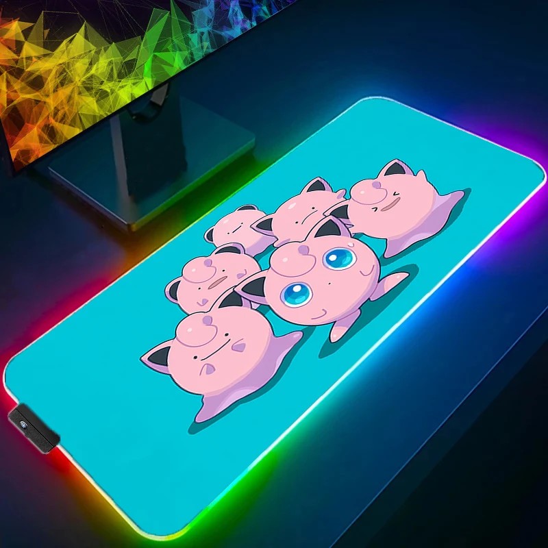 RGB لوحة ماوس كبيرة مكتب الحصير ملحقات ألعاب الكمبيوتر XXL LED لوحة الماوس P-بوكيمون G-Gengar شيطان القاتل Nezuko لوحة المفاتيح حصيرة