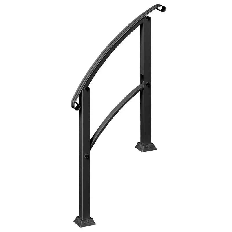 

71cm Metal Stair Railing with Installation Kit, Adjustable Angle, Suitable for 1-3 Steps, 71x8x148cm - Black