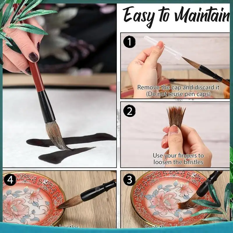 (NEW) 48Pc Chinese Calligraphy Brush Set Watercolor Brush Bulk With Roll Bamboo Brush Holder For Writing Suitable For Painting