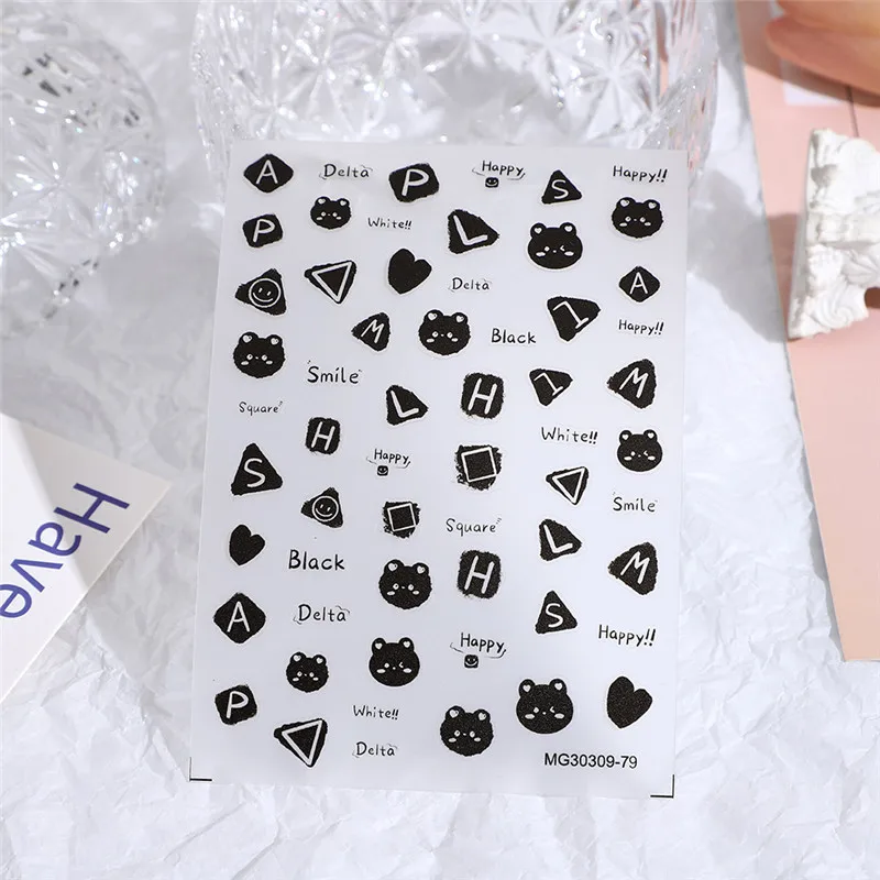 New Cat And Small 26 Alphabet Letter Number Sticker Letter Nail Stickers Uppercase Lower Case English Letter Design Stickers DIY