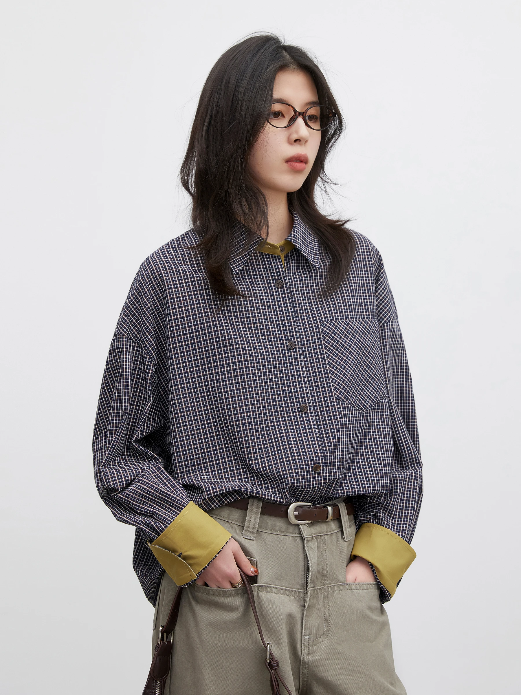 

Chicven Loose Fit Plaid Cotton irt Color Blo Long Sve Women's Spring Autumn Faion Casual Breathable Button up Top