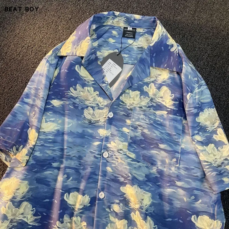 

Summer Chillfit American Sle Dopane fiti ort Sve Cuba Collar irt ex Oil Painting Print Loose Fit Polyester