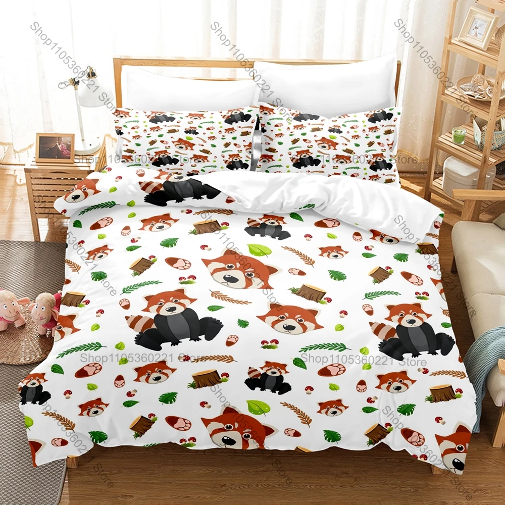 Kawaii Red Panda Bedding Set 3D Print Bed Set 3Pcs Duvet Cover Pillowcase All Sizes Available Bedclothes