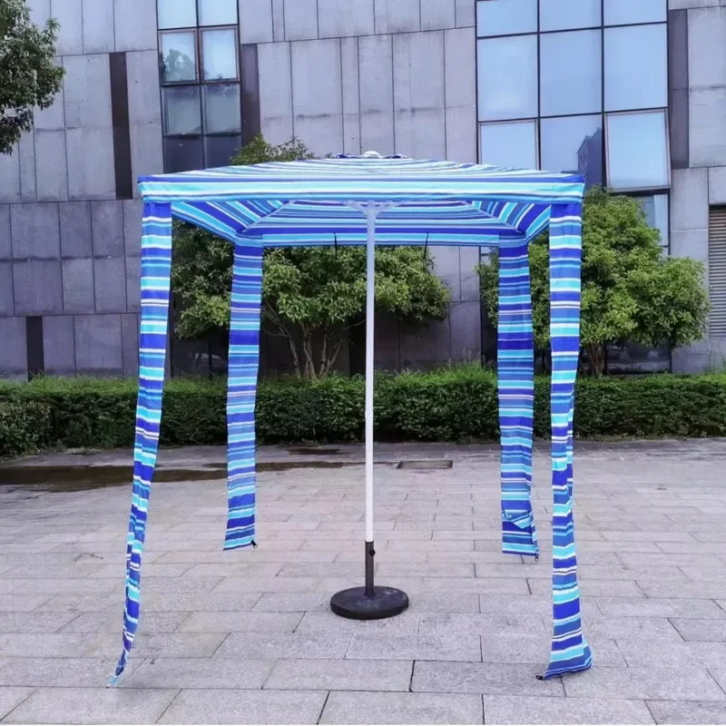 Portable Outdoor Beach Umbrella with Sunscreen Canopy Foldable Four Corner Tent for Camping Shade Protection Lightweight