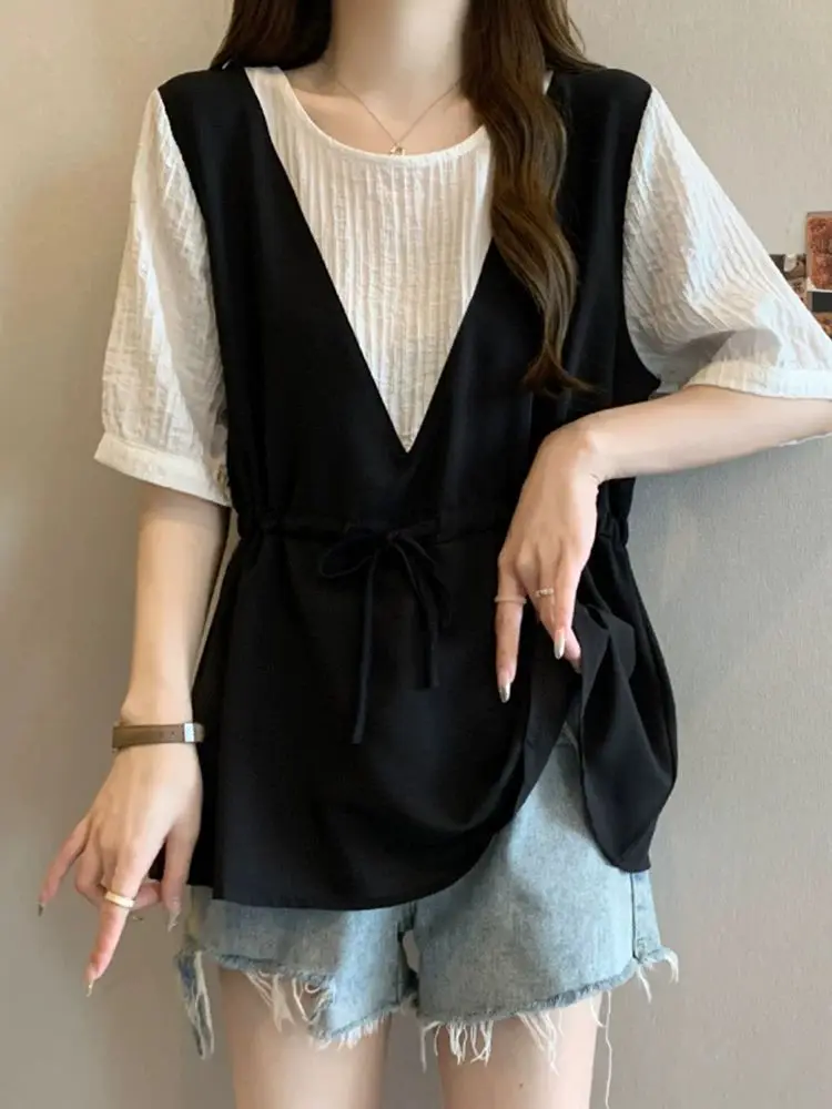 

Ruffle Sleeveless Blouse Women Summer Loose Chiffon Shirt