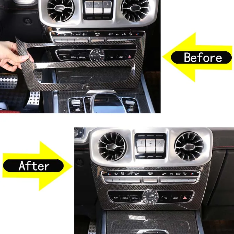 

For Mercedes Benz G Class W463 2019-2022 Car Center Console Decorative Frame Sticker Real Carbon Fiber Interior Accessories