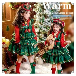 New Christmas Lolita Puff Skirt Winter Exquisite Comfortable Children'S Clothing Girl Performance Beautiful Princess Dress Gift