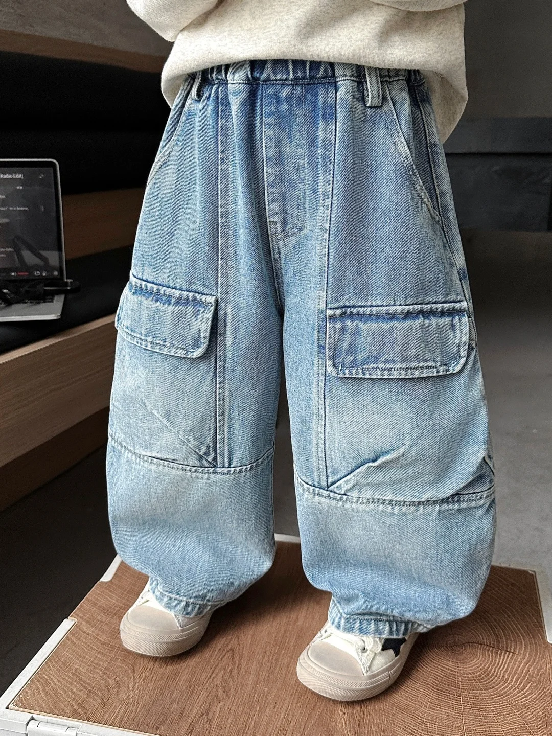 

Trendy Casual Workwear Denim Jeans Spring Autumn Baby Boy's Faionable Knife Loose Straight Cotton Polyester Blend