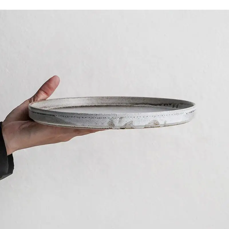 Retro Ceramic Flat Plate Restaurant Steak Dessert Pasta Plates Snack Molecular Cuisine Tableware