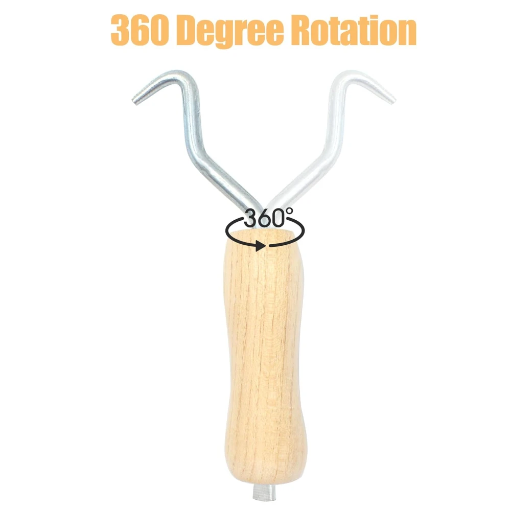4pcs Rebar Twister with Wooden Handle Concrete Iron Wire Tie Twister Tool Hand Steel Tie Tool for Fence Twisting