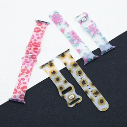 Strap for Apple Watch Band 42mm 46mm 44mm 45mm 49mm Silicone Transparent Printing Bracelet IWatch Series 10 9 8 7 6 SE 3 Ultra2
