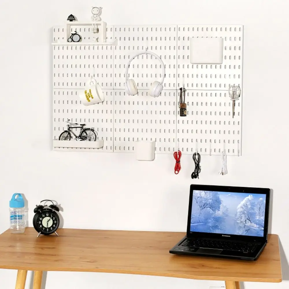 White Pegboard Storage Boxes Creative DIY Accessories No-Drilling Wall Organizer No Punching Plastic Hole Board Storage Case