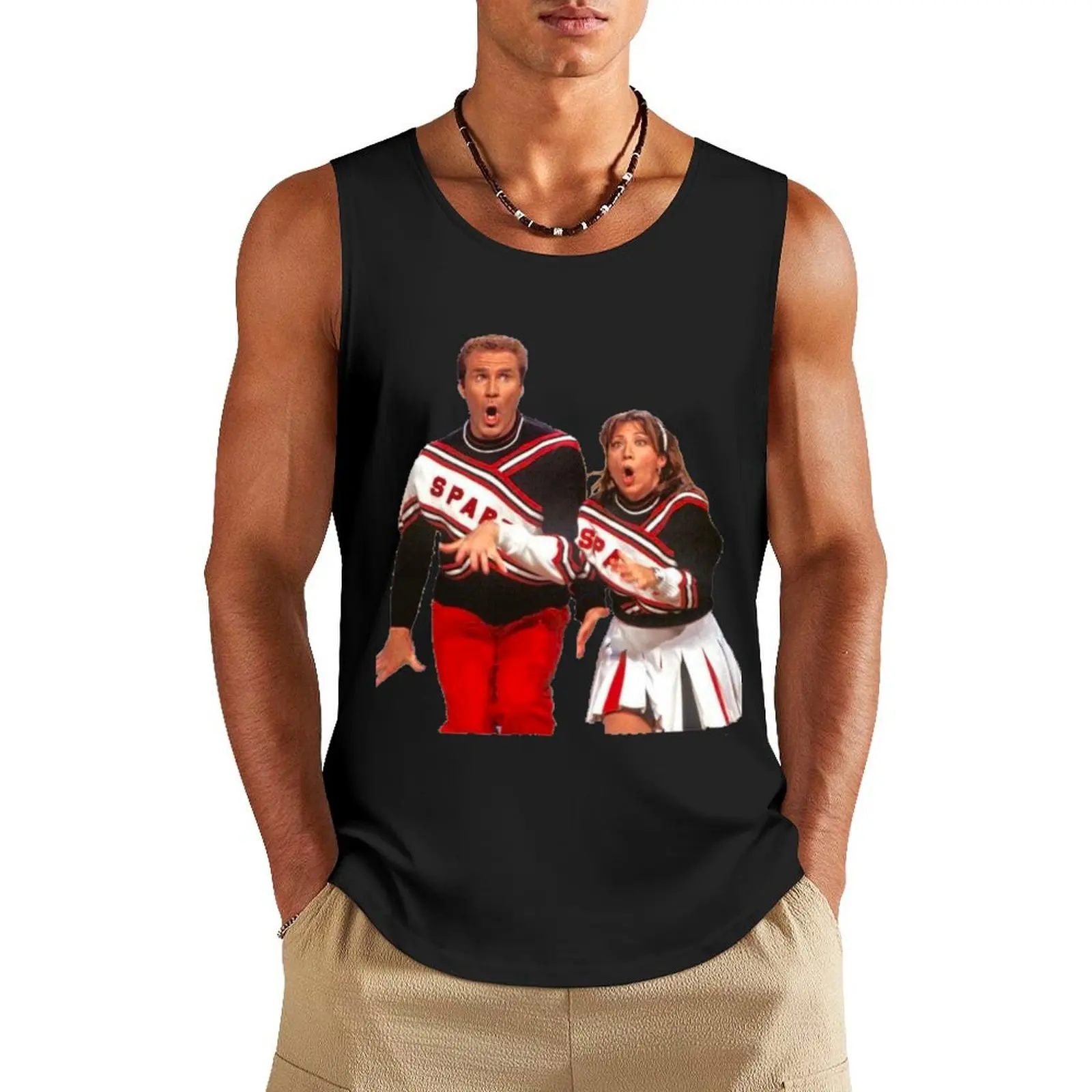 SNL Cheerleaders - Will Ferrell & Cheri Oteri Tank Top Sleeveless top bodybuilding for men Men's gym articles Short sleeve