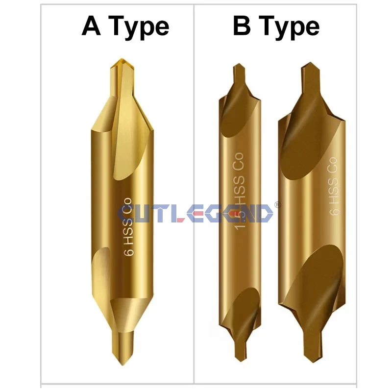 5 PCS M35 Cobalt Center Drill Bit 60 Degree Countersink Drill Stainless Steel Metalworking Positioning Lathe Tool Hole Cutter