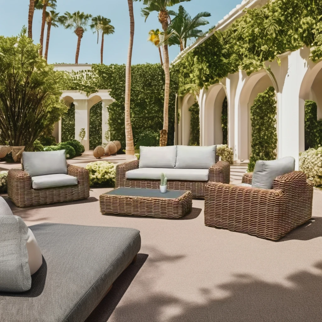 

！@Modern Weather-Resistant Wicker Rattan Furniture Outdoor Patio Sofa Set for Garden Villa & Hotel for Swimming Pool & Courtyard