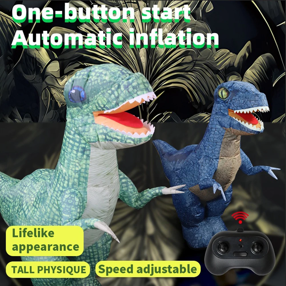 Electric Remote Control Inflatable Dinosaur Toy Realistic RC Jurassic Giant Dinosaur Toy Decompression Educational Gifts for Kid