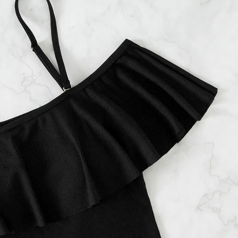 2025 ใหม่ One-piece ชุดบิกินี่เซ็กซี่ผู้หญิง Ruffles สลิงชุดว่ายน้ําชุดว่ายน้ํา Backless ฤดูร้อนแน่น Push Up ชุดว่ายน้ําชายหาด